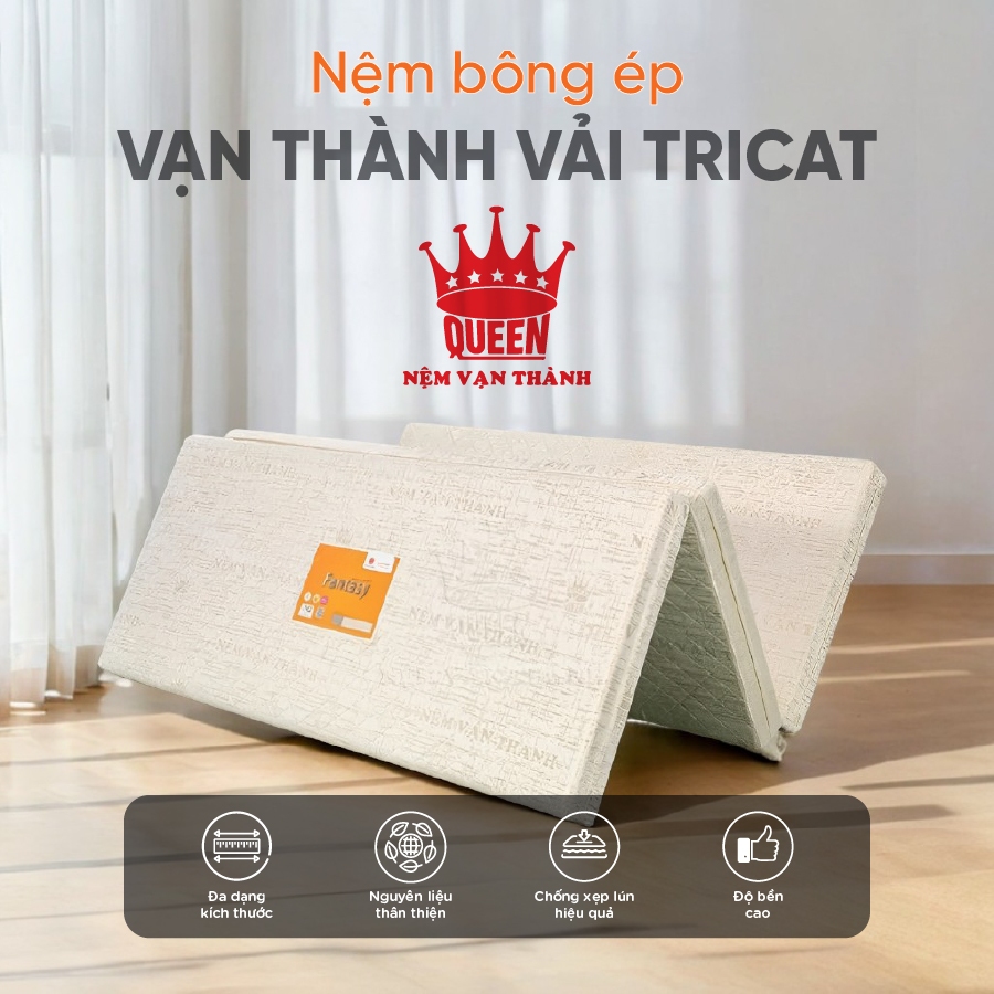 Nệm Bông Ép Vạn Thành - Vải Tricat (Màu Ngẫu Nhiên)