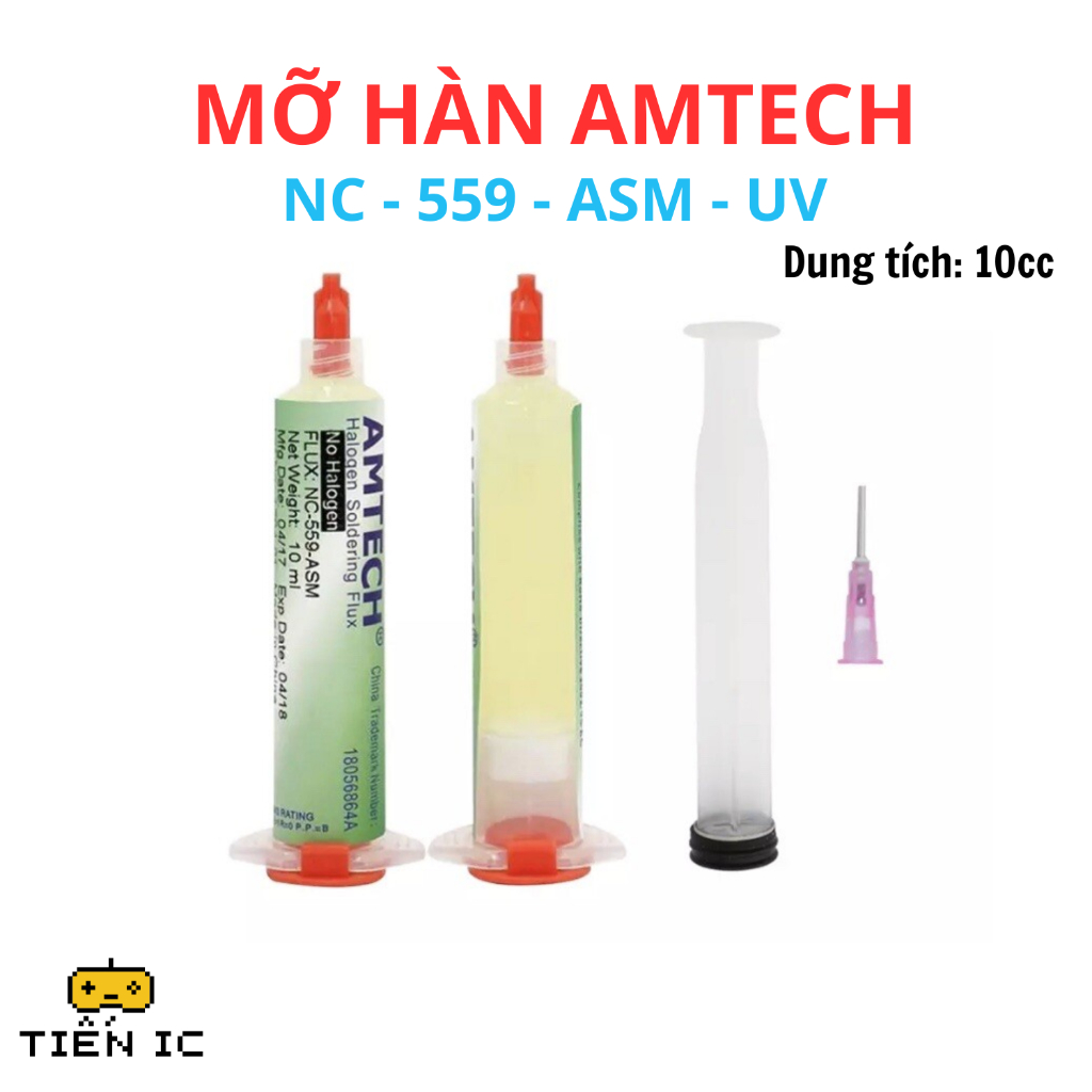 Combo 2 ống mỡ hàn AMTECH NC-559-ASM-UV – Flux hàn không chì, hỗ trợ hàn SMD BGA, dung tích 10cc/ống