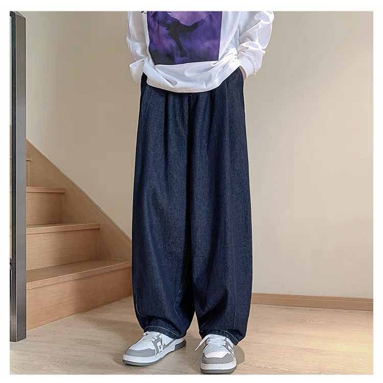 Quần giả jean xanh đen nam nữ baggy ống rộng CHẤT BÒ hottrend form basic trẻ trung - CHP L