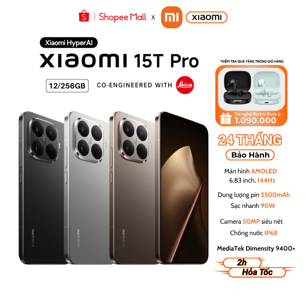 Điện Thoại Thông Minh Xiaomi 15T Pro 12/256GB - Bản Quốc Tế - Bảo Hành 24 Tháng