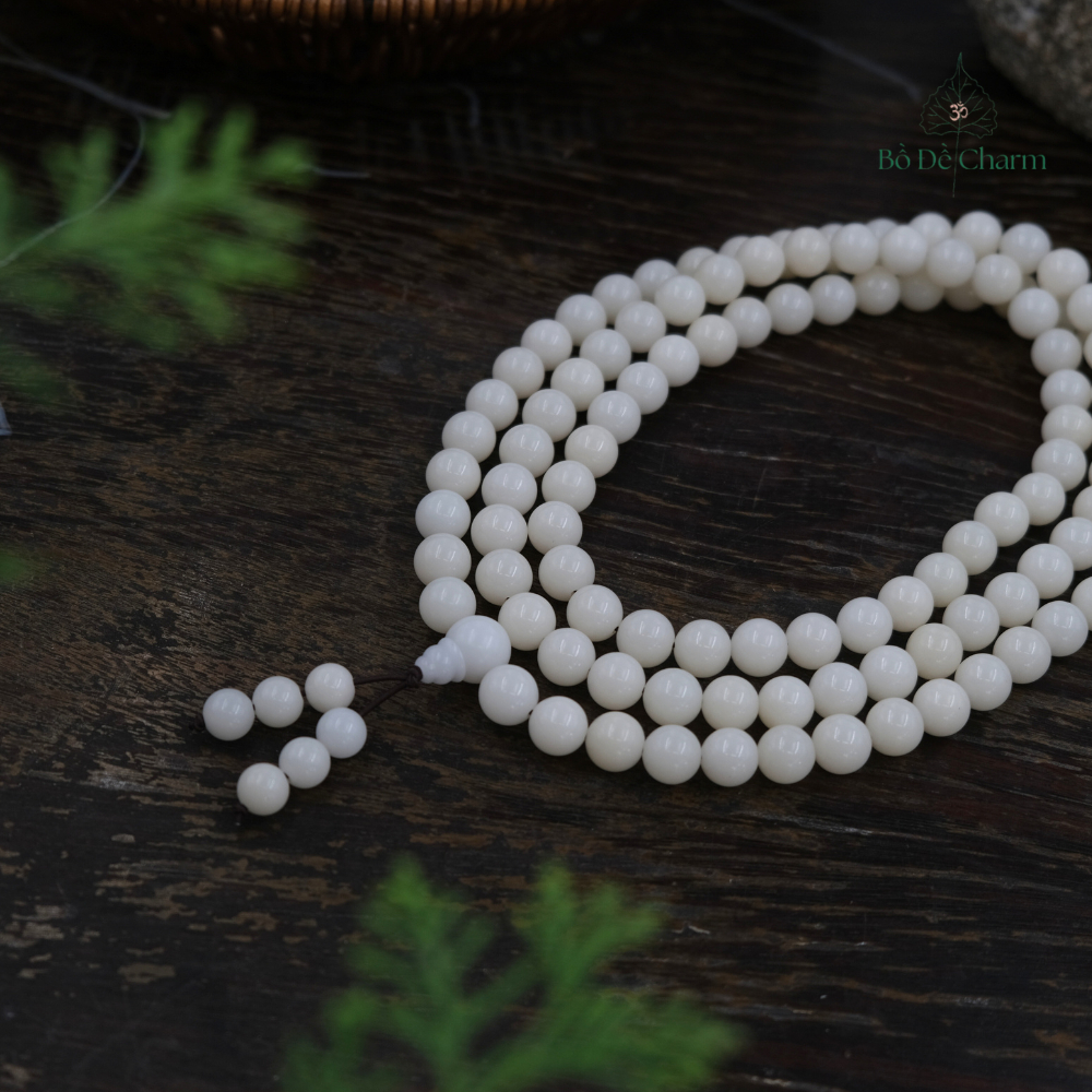 Chuỗi Bạch Ngọc Bồ Đề 108 hạt 10ly truyền thống| Bồ Đề Charm| Chuỗi 108 hạt Bạch ngọc Bồ Đề BĐ235