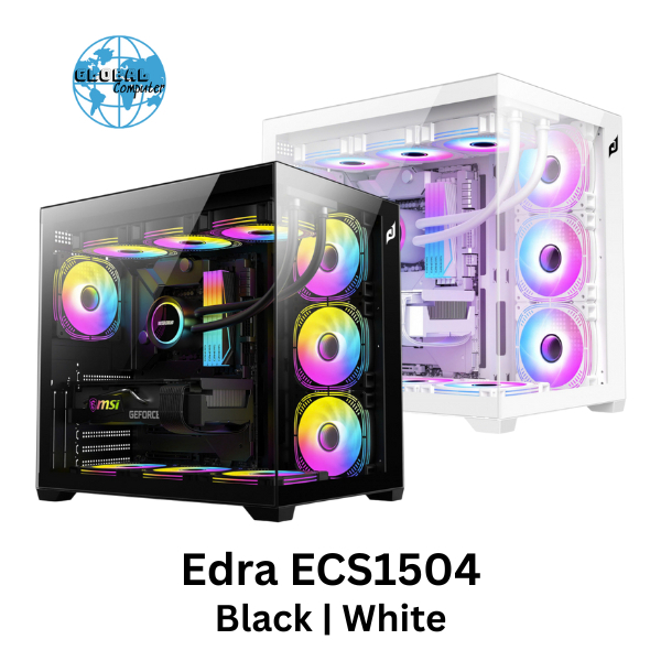 Vỏ case E-Dra ECS 1504 | ATX, case bể cá - Đen | Trắng (Không kèm Fan)