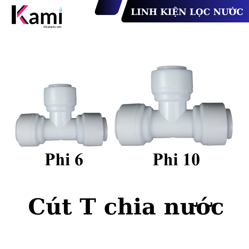 Cút T Chia Nước 3 Đầu Cắm Nhanh _ Phi 6 Và Phi 10 Dùng Chia Nước Tiện Lợi