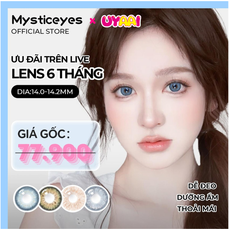 [lens 0 độ, 1 đôi] ưu đãi trên kính áp tròng MCK1 màu nâu, xanh dương, vàng, đường kính 14.0mm-14.5m