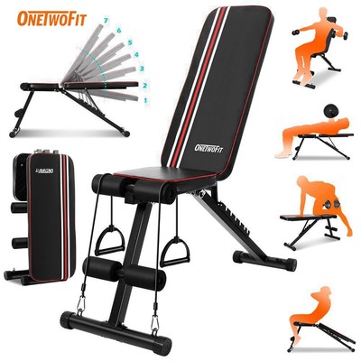 OneTwoFit Ghế tập tạ đa năng gập bụng chống đẩy tập gym đa năng có thể gấp lại