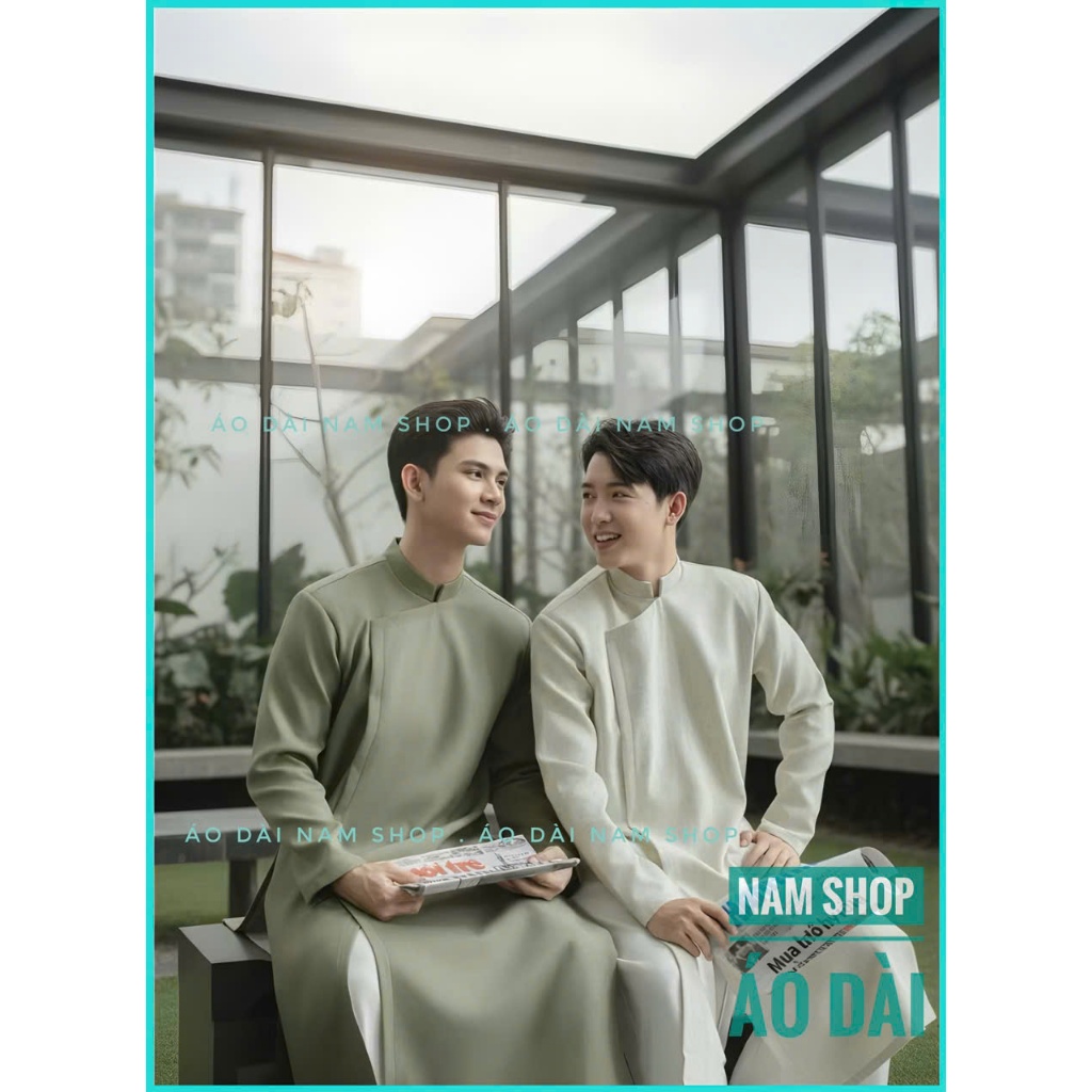 Áo Dài Nam Cách Tân Chất Liệu Tafta Bấm Cúc Trẻ Trung Mặc Lễ Tết