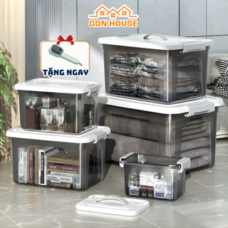  Thùng Nhựa Đựng Đồ Trong Suốt Có Nắp Khóa Chặt Hộp Nhựa Đa Năng Bảo Quản Quần Áo Thực Phẩm Thuốc 