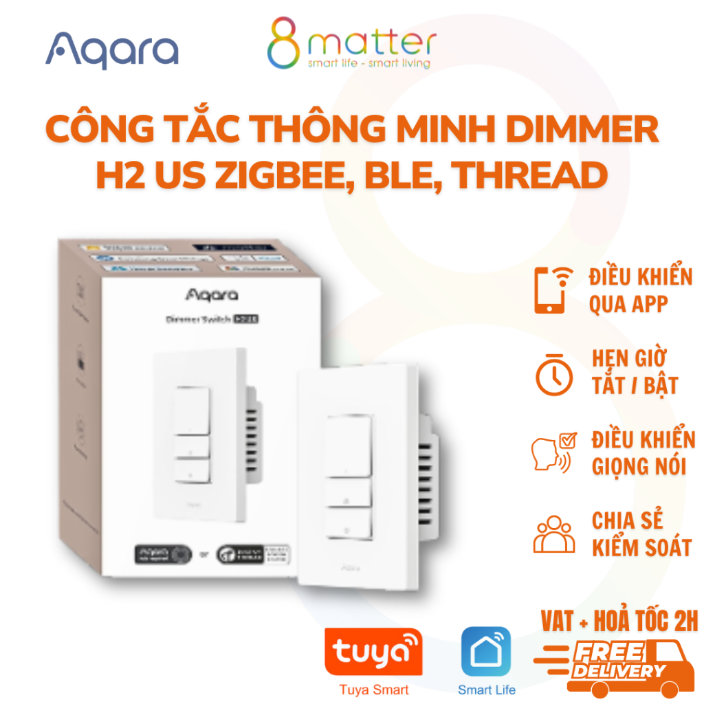Công tắc Thông minh Aqara - Dimmer H2 US - Zigbee - BLE - Thread - BH 18 tháng 1 đổi 1