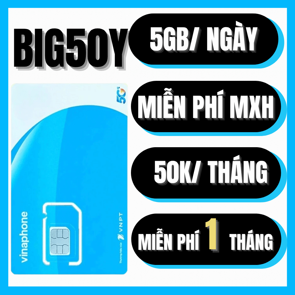[ TẶNG 1 THÁNG ] Sim Vinaphone BIG50Y Tốc Độ Cao VÀO MẠNG KHÔNG GIỚI HẠN Chỉ 50K/Tháng