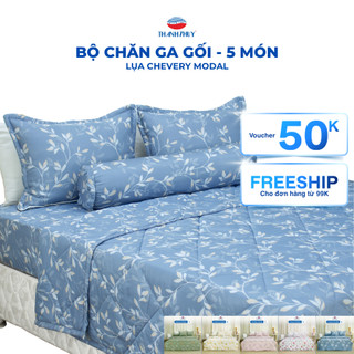   Giảm 10%  Bộ Chăn Ga Gối 5 món - Lụa Chevery Modal  Tencel Modal  THANH THUY 