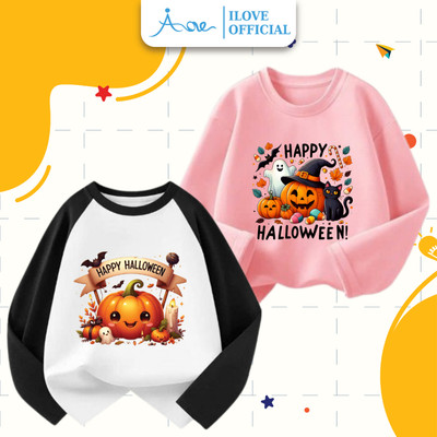 [HÀNG MỚI VỀ] AORE-Áo Thun DÀI TAY Halloween, Áo Dài tay Thu Đông dễ thương COTTON mềm mịn, cho bé trai, gái từ 8-35kg