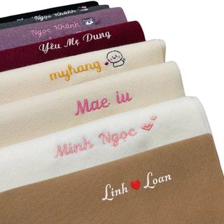   HOẢ TỐC Khăn quàng cổ len dạ lông cừu cao cấp Cashmere thêu tên theo yêu cầu khăn choàng thu đông mềm mịn -Đồ đôi LiLa 