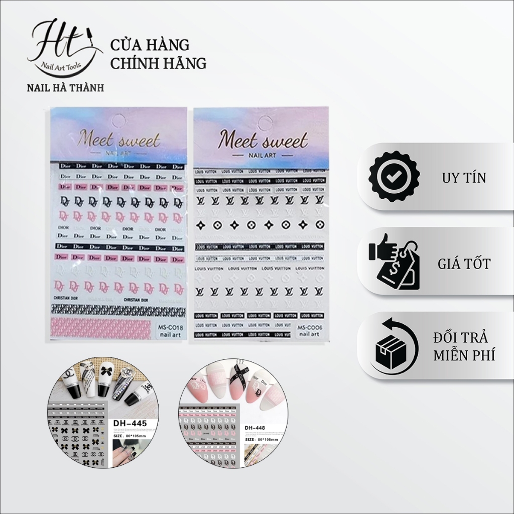 Sticker dán móng, sticker thương hiệu trang trí móng trend mới