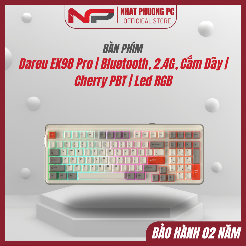 [FULL VAT] Bàn Phím Cơ Dareu EK98 Pro | Bluetooth, 2.4G, Cắm Dây | Cherry PBT | Led RGB | Mới BH 24T