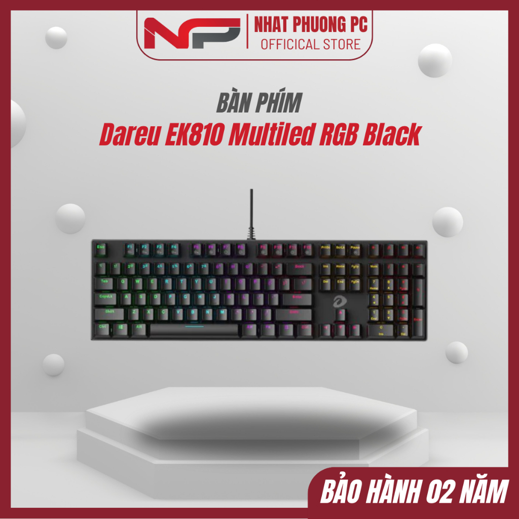 Bàn phím cơ Gaming Dareu EK810 Multiled RGB Black (Chính hãng, Bảo hành 24 tháng)