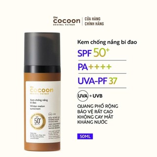   VHL x Cocoon  Kem chống nắng bí đao quang phổ rộng SPF 50 + PA ++++ Cocoon 50ml TẶNG Dầu tẩy trang hoa hồng 310ml 
