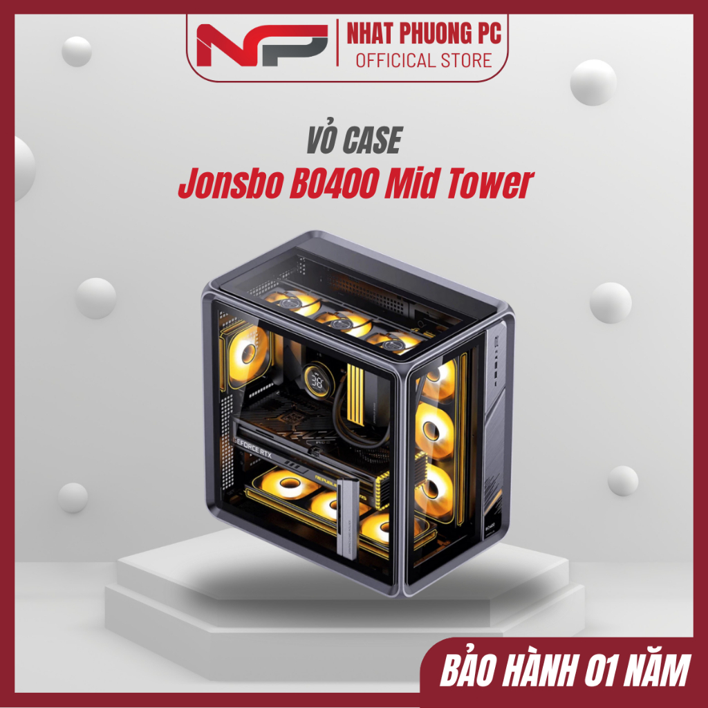 Vỏ Case Jonsbo BO400 Mid Tower Vỏ PC Gaming Ba Mặt Kính Hỗ Trợ ATX Độc Đáo Chính Hãng