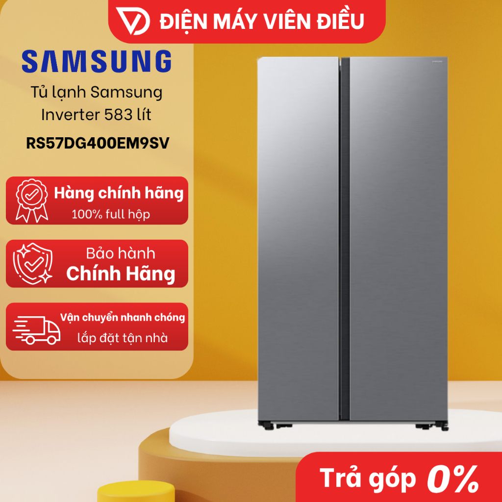 Tủ lạnh Samsung Inverter 583L RS57DG400EM9SV – Làm lạnh nhanh, tiết kiệm điện [FREESHIP NGHỆ AN]