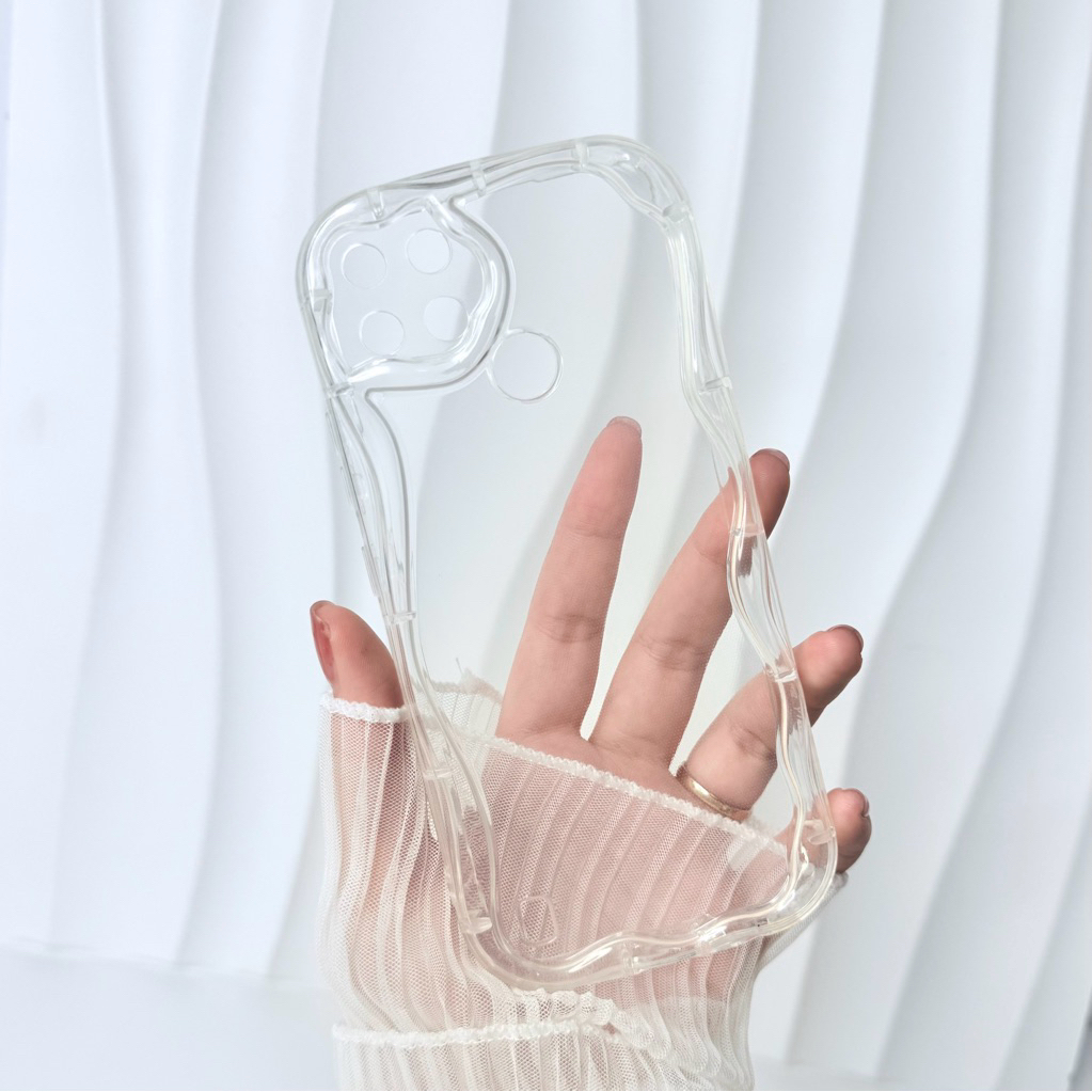 [ Oppo Realme C21Y ] Ốp Lưng trong suốt Viền Hoa Nổi