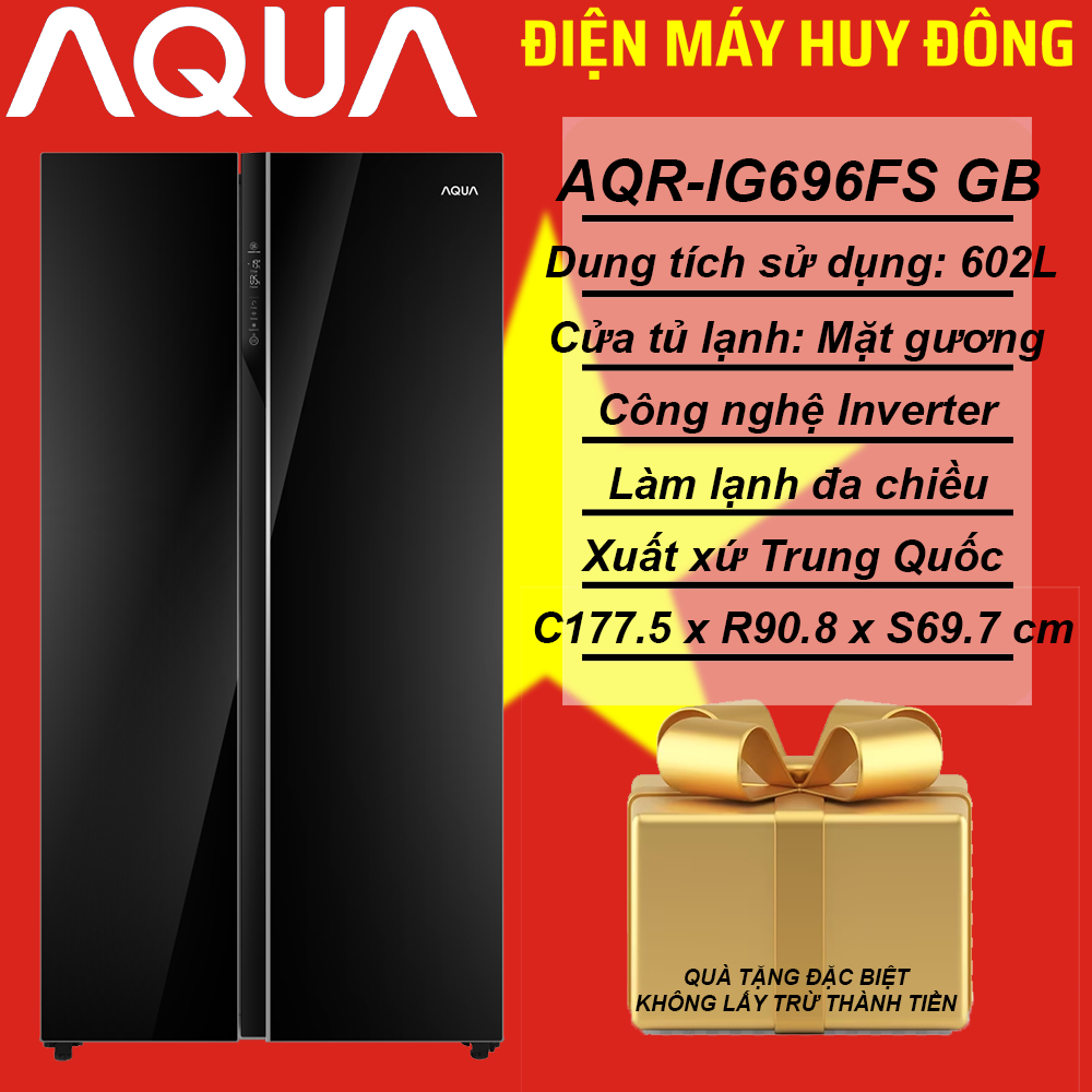 Tủ lạnh Aqua Inverter 602 lít Side By Side AQR-IG696FS GB
