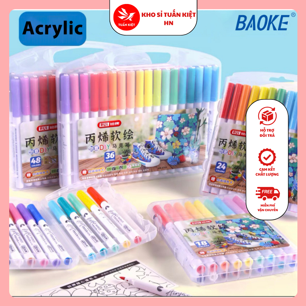 Màu acrylic đầu Brush Rui6765 viết lên mọi chất liệu - Vải, thuỷ tinh, đá,... Bút Sơn acrylic 6765