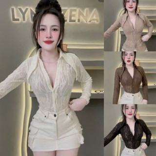 ÁO THIẾT KẾ SƠ MI LƯỚI NHŨ MỀM 1 LỚP ÔM FOM ĐẸP NHÀ LYNH ZENA S129 