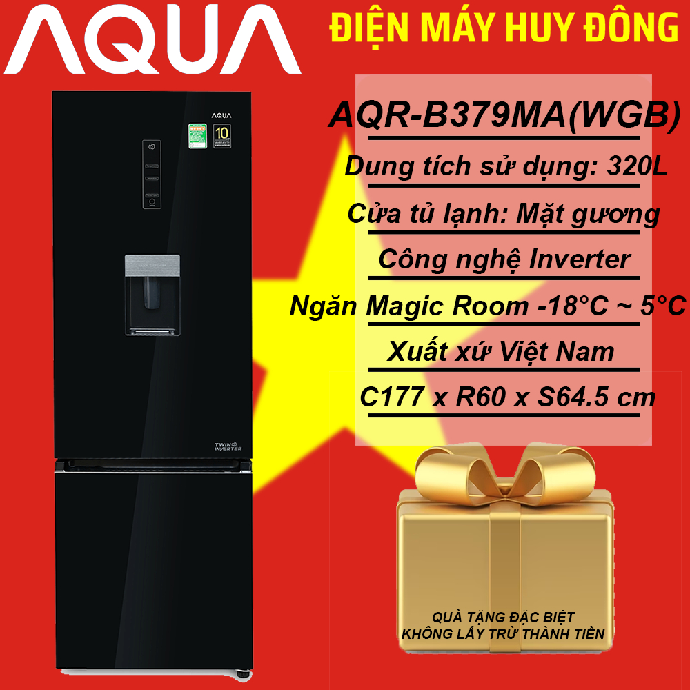 Tủ lạnh Aqua Inverter 320 lít AQR-B379MA(WGB)