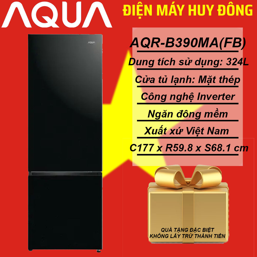 Tủ lạnh Aqua Inverter 324 lít AQR-B390MA(FB)
