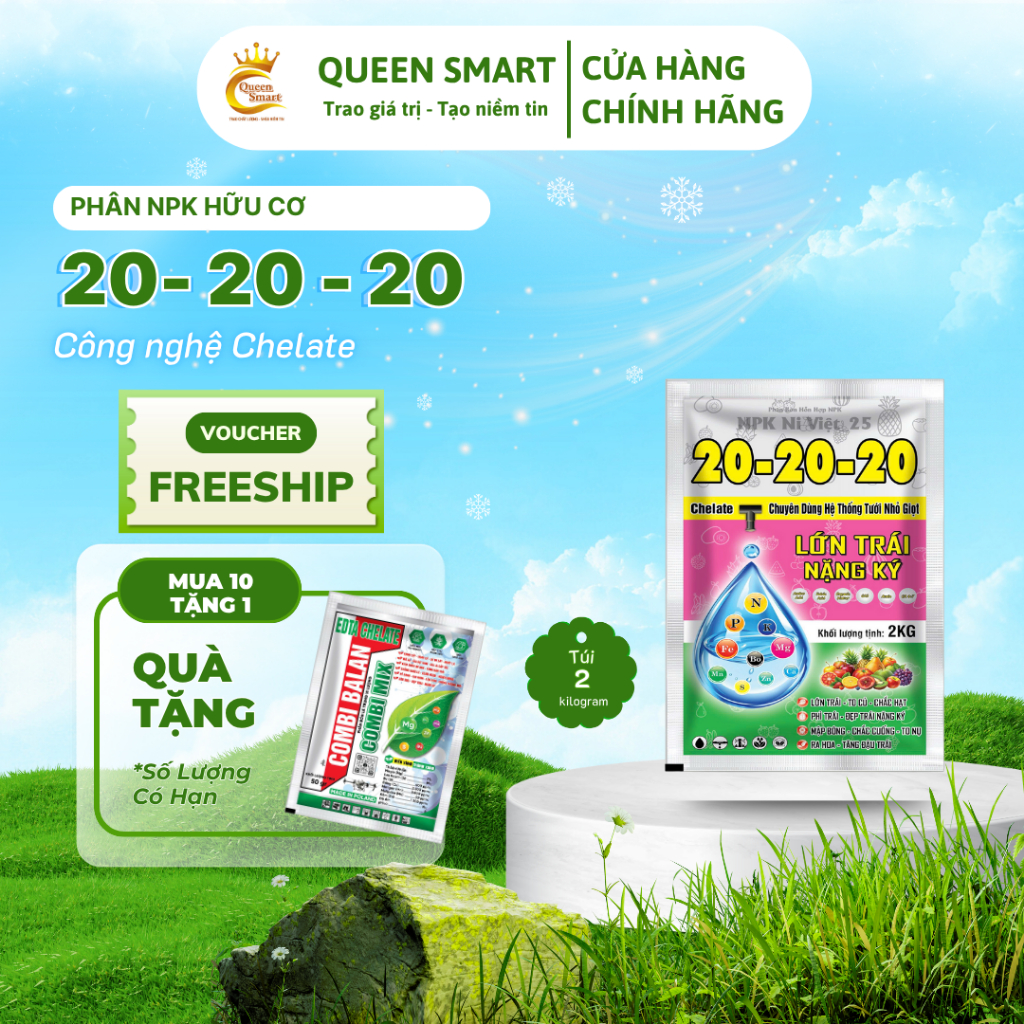 Phân NPK 20 - 20 - 20 Gói 2kg- Phân NPK 20 20 20