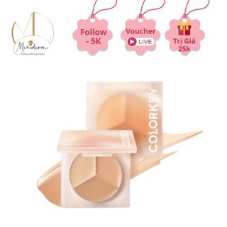  Bảng kem che khuyết điểm COLORKEY 3 màu sắc kết hợp mịn lâu trôi 3.9g 