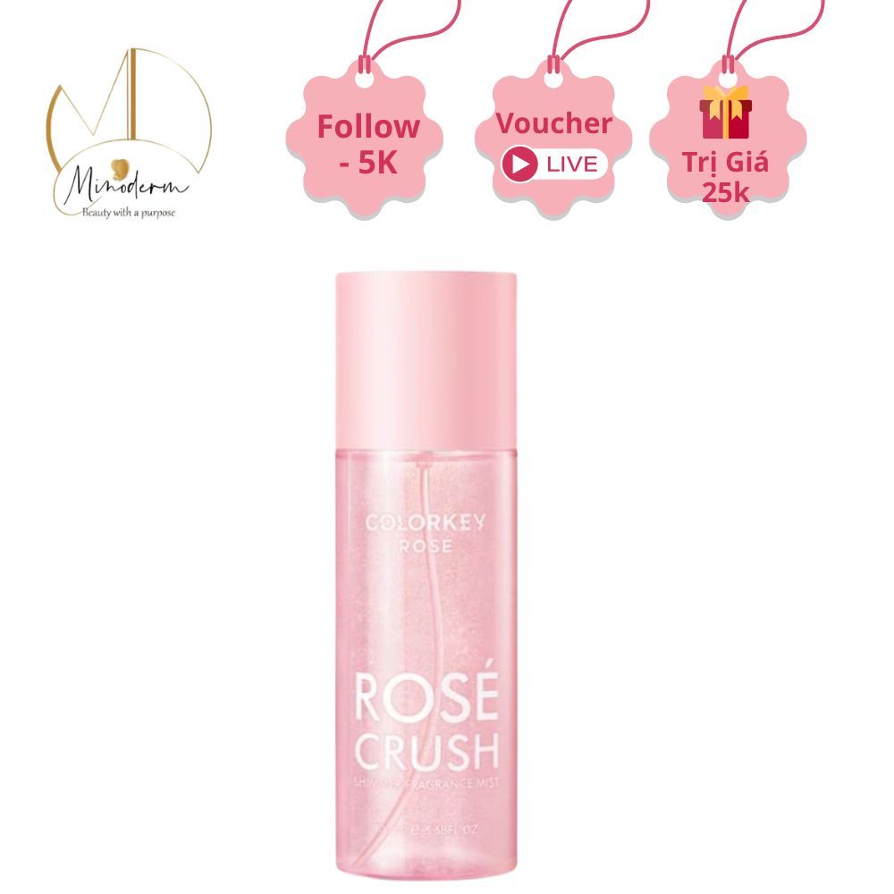 Xịt thơm toàn thân COLORKEY ROSÉ Shimmer Fragrance Mist lưu hương tươi mát, dưỡng ẩm nhẹ