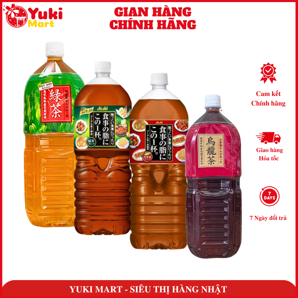 Trà Olong , trà xanh Asahi và Globe Nhật Bản đóng chai 2L các loại