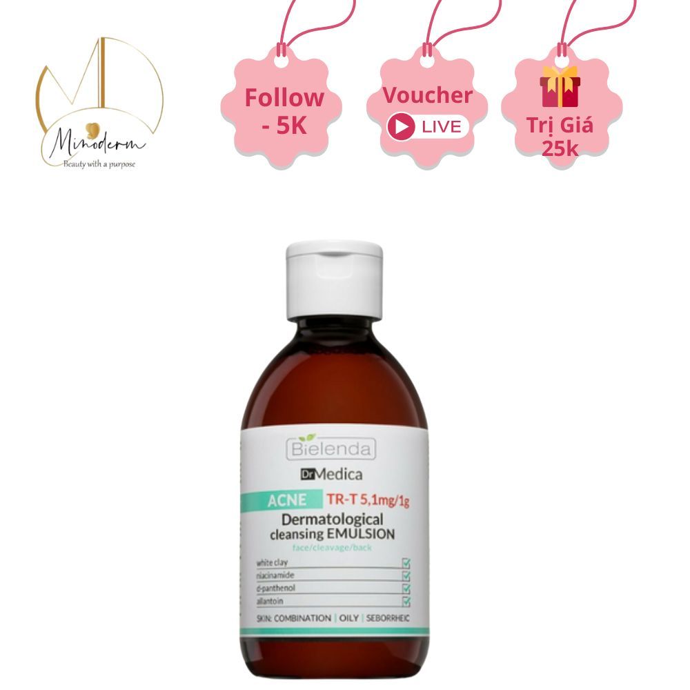 Sữa rửa mặt Bielenda Dr Medica Anti-Acne Dermatological làm sạch sâu, hỗ trợ giảm mụn 250ml