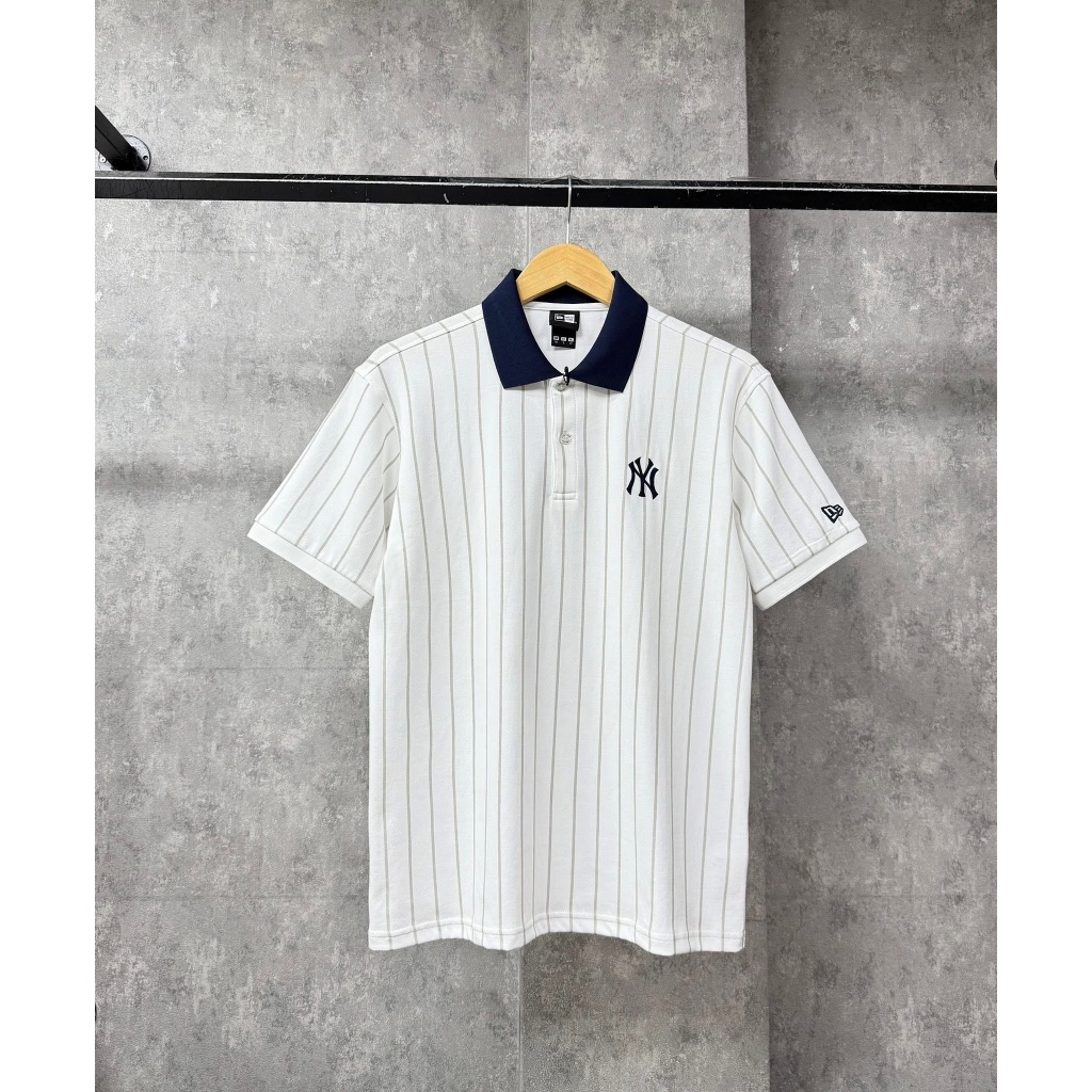 [ CHÍNH HÃNG ] ÁO POLO NEW ERA SỌC TRẮNG CỔ ĐEN UNISEX NAM NỮ | BigBuy360 - bigbuy360.vn