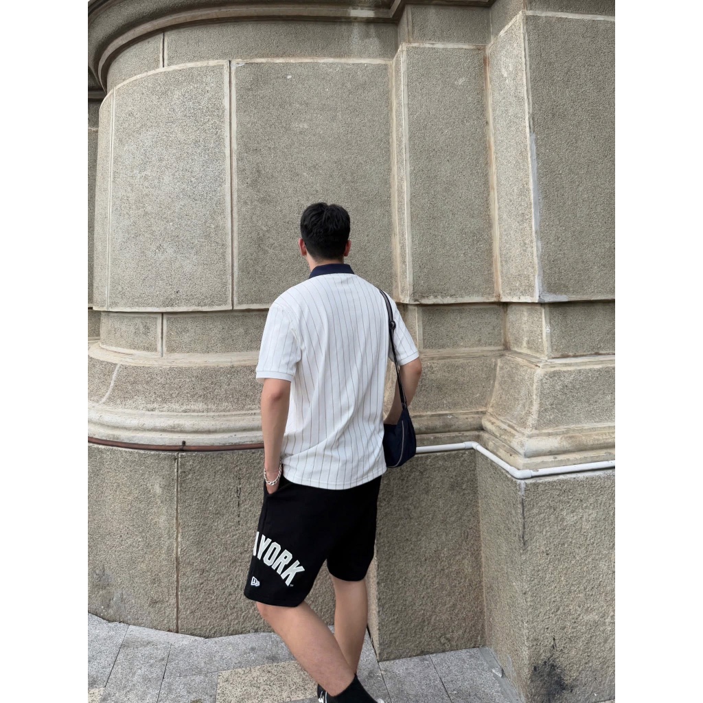 [ CHÍNH HÃNG ] ÁO POLO NEW ERA SỌC TRẮNG CỔ ĐEN UNISEX NAM NỮ | BigBuy360 - bigbuy360.vn