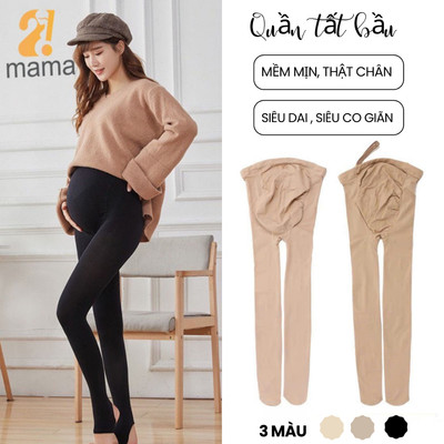 Quần tất bầu 2mama dày vừa có chun điều chỉnh bụng tiện lợi, siêu dai, mềm mịn, không xù, thật chân
