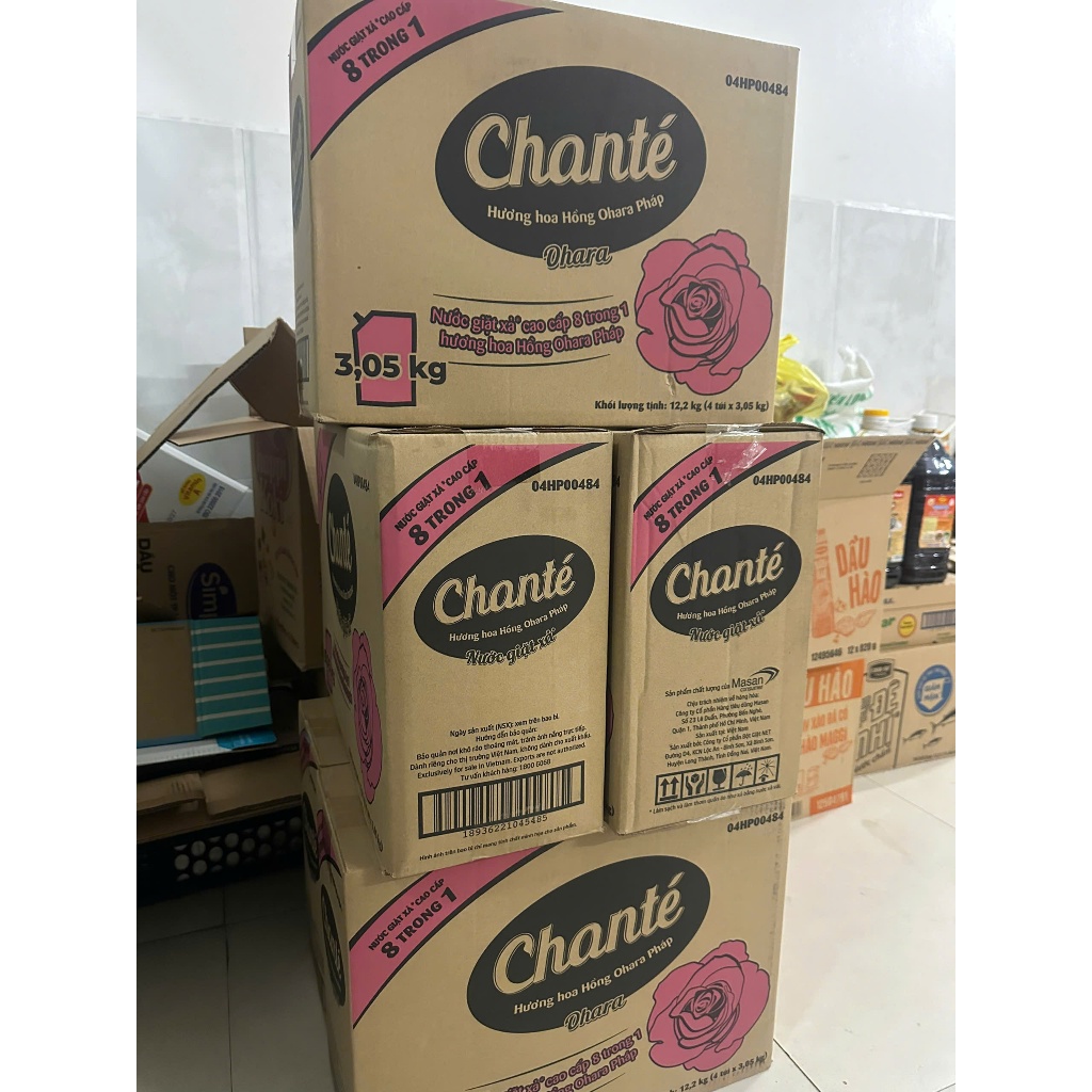 1THÙNG NƯỚC GIẶC CHANTE - 4 BỊCH 3.05KG