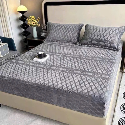 Bộ ga gối nỉ nhung 3 món, ga trải giường bọc chun COCO dành cho nệm dưới 15cm