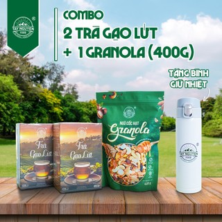   Tặng Bình giữ nhiệt  Combo 2 hộp Trà gạo lứt 500g và 1 bịch Granola loại 400g Tây Nguyên Food - Việt Nam 