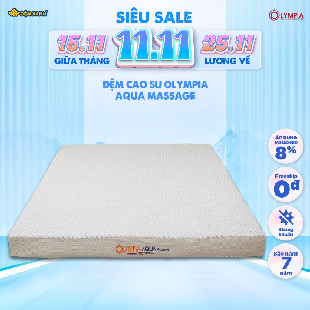 Đệm cao su Olympia AQUA massage (đệm cao su thiên nhiên chính hãng)