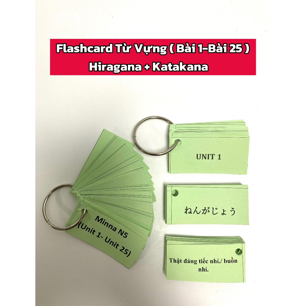 Flashcard Từ Vựng Tiếng Nhật N5 Hiragana + Katakana (Bài 1 - Bài 25) - Bản mới nhất