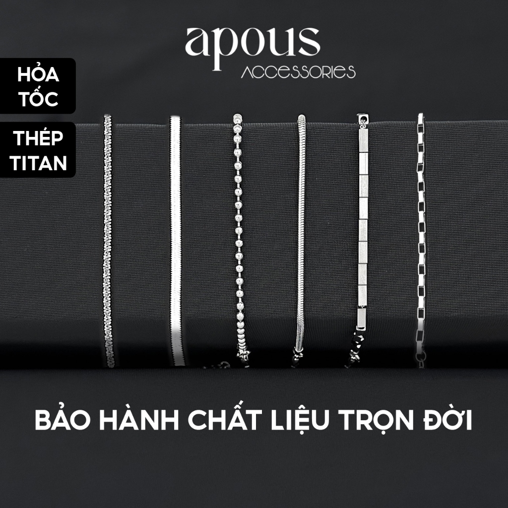 [V4] Vòng tay nam nữ hạt chữ nhật ngôi sao - Thép Titan - Phụ kiện trang sức Unisex Apous