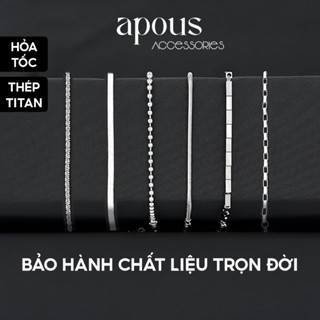 [V4] Vòng tay nam nữ hạt chữ nhật ngôi sao - Thép Titan - Phụ kiện trang sức Unisex Apous