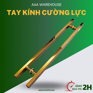  Tay nắm cửa kính cường lực hộp 20 x 40 inox 304 mạ vàng cao cấp dài 60cm 80cm 