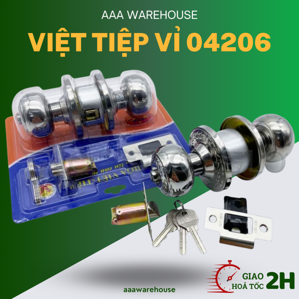 [04206 Việt Tiệp chính hãng] Bộ Khoá Tay Nắm Tròn VIỆT TIỆP - Bảo hành 2 năm