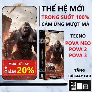  Kính cường lực chiến binh Tecno Pova 2   3  NEO full màn chống va đập chống bám vân tay,bảo vệ màn hình 