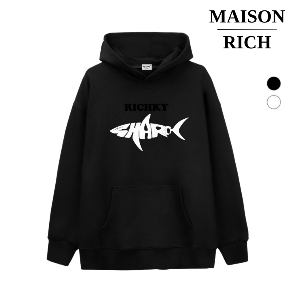 Áo Hoodie Maison Rich Premium Nỉ Cá Mập Trắng White Shark