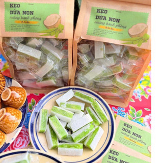 Túi 500gr Kẹo Dừa Non Bánh Phồng Lá Dứa