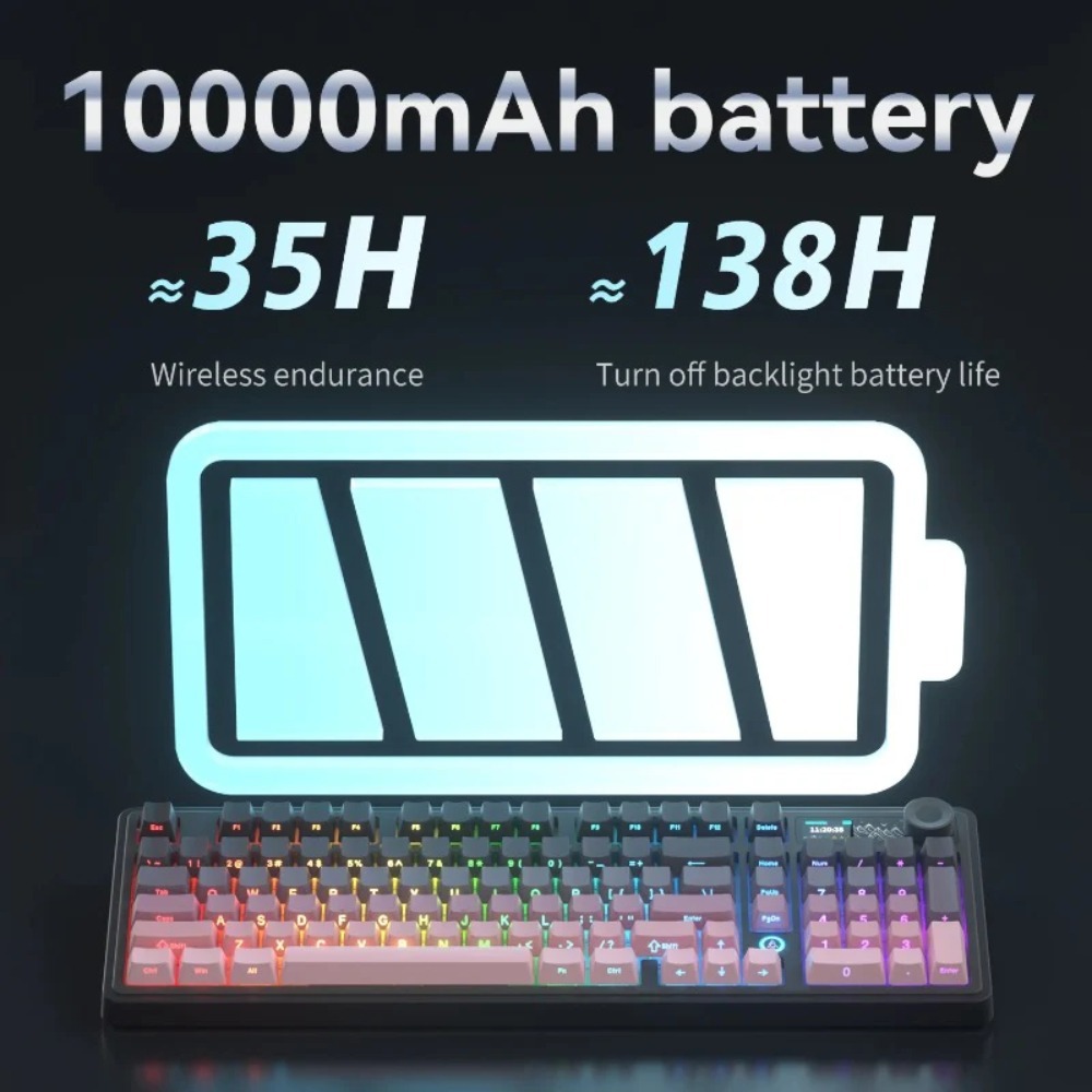 Bàn phím cơ Ajazz AK980 Pro V2 - 3 Mode - Led RGB - Pin 10000Mah - App Marco - Hot swap 5pin | BigBuy360 - bigbuy360.vn