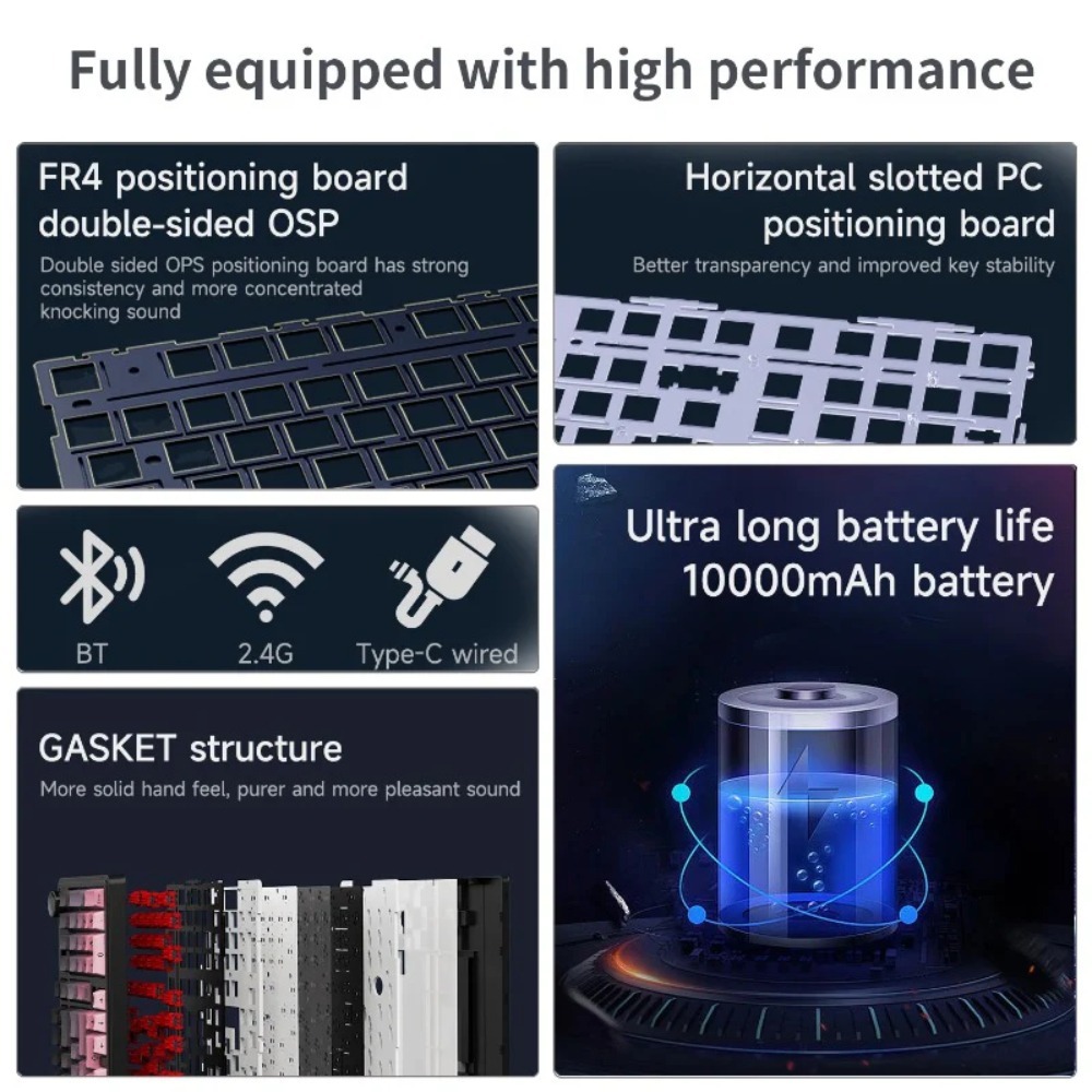 Bàn phím cơ Ajazz AK980 Pro V2 - 3 Mode - Led RGB - Pin 10000Mah - App Marco - Hot swap 5pin | BigBuy360 - bigbuy360.vn